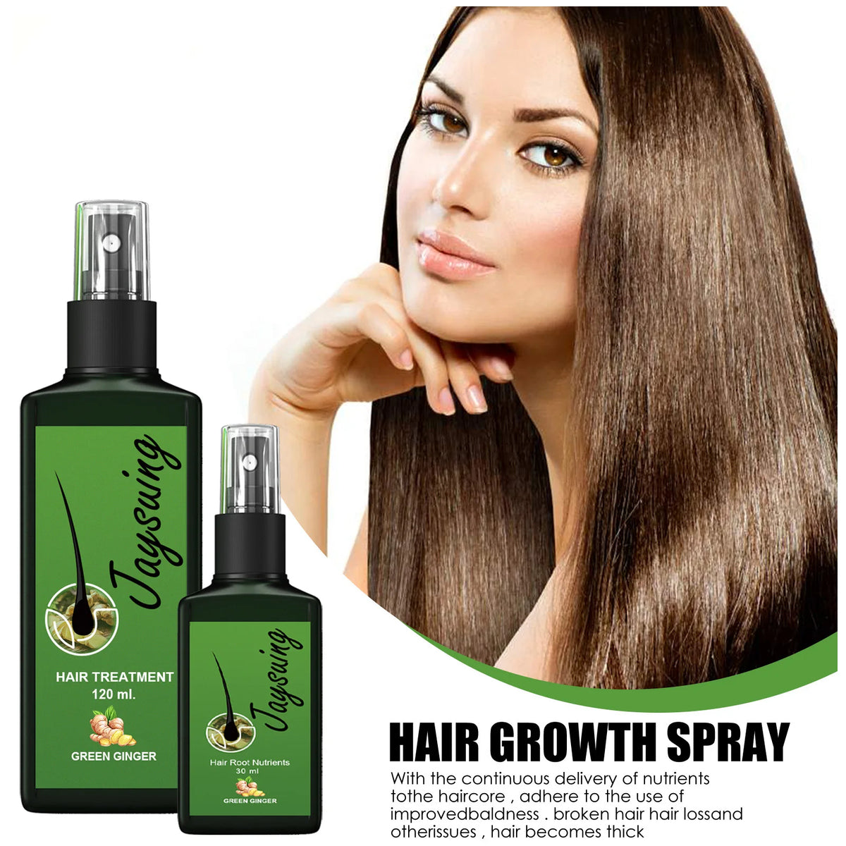 Ginger Hair Growth Serum Spray Scalp Treatment Nourish Hair Root Strengthen Prevent Loss Repair Follicle Smooth Essence Nutrient