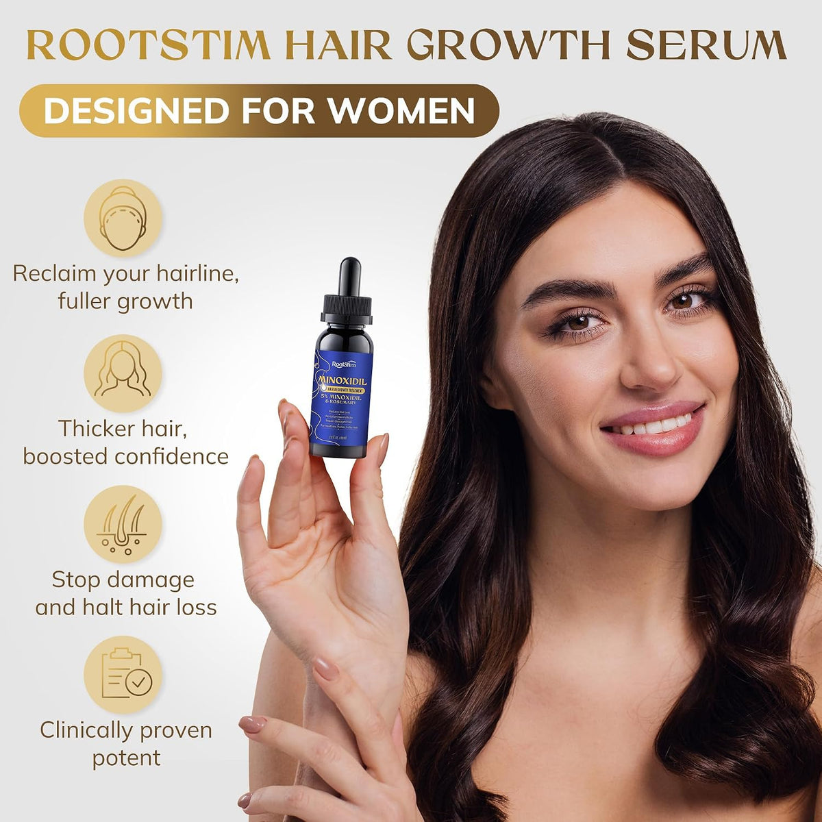 5% Minoxidil Hair Growth Serum for Men Women, with Rosemary &Biotin, Hair Loss Treatment Extract Support Thicker Fuller Healthier Hair Texture - 2 Fl Oz